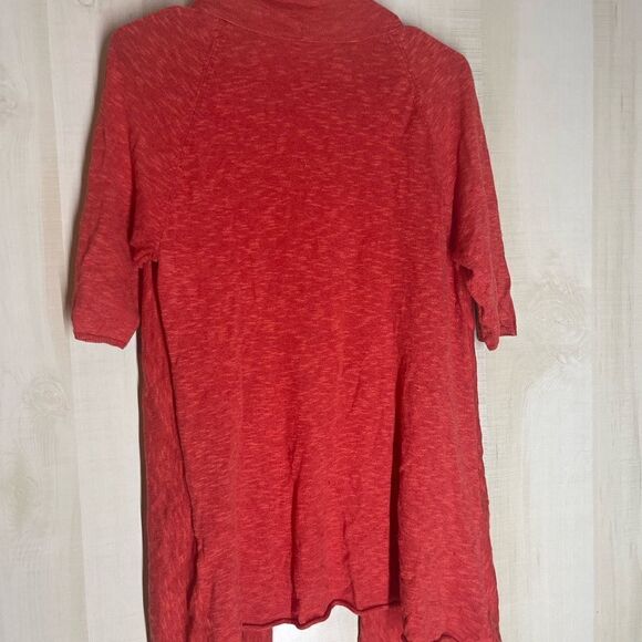 Eileen Fisher Red Linen Blend Open Front Cardigan 3/4 Sleeve Casual Medium - Picture 5 of 14